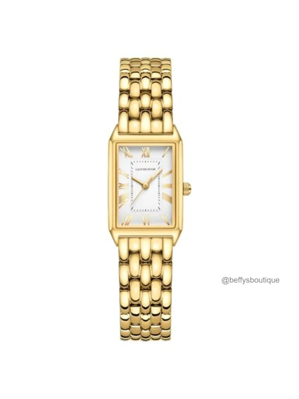 Women's Vintage Square Case Gold Stainless Steel Watch with Roman Dial